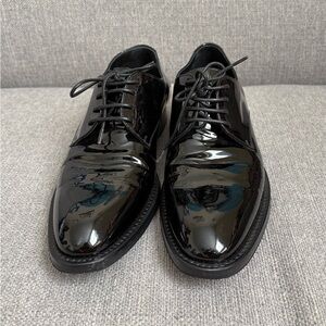 Saint Laurent Black Patent Leather Derby Oxfords